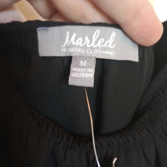 NWT Marled Women's Size Medium Black One Shoulder Top - Picture 2 of 4